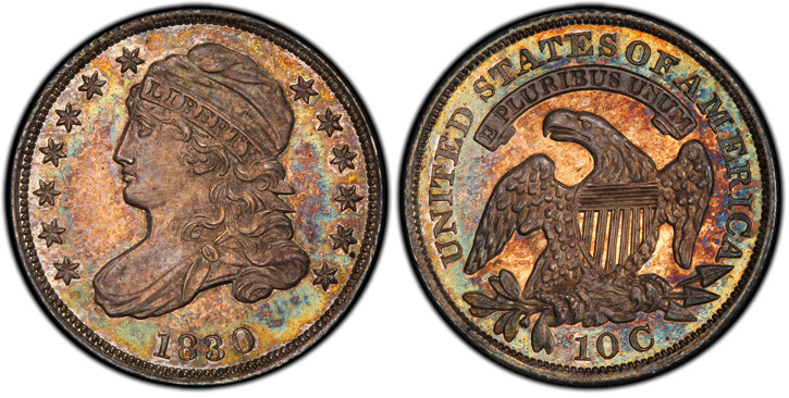 1830 Capped Bust Dime. JR-6. Large 10C.  Proof-65 Cameo (PCGS).